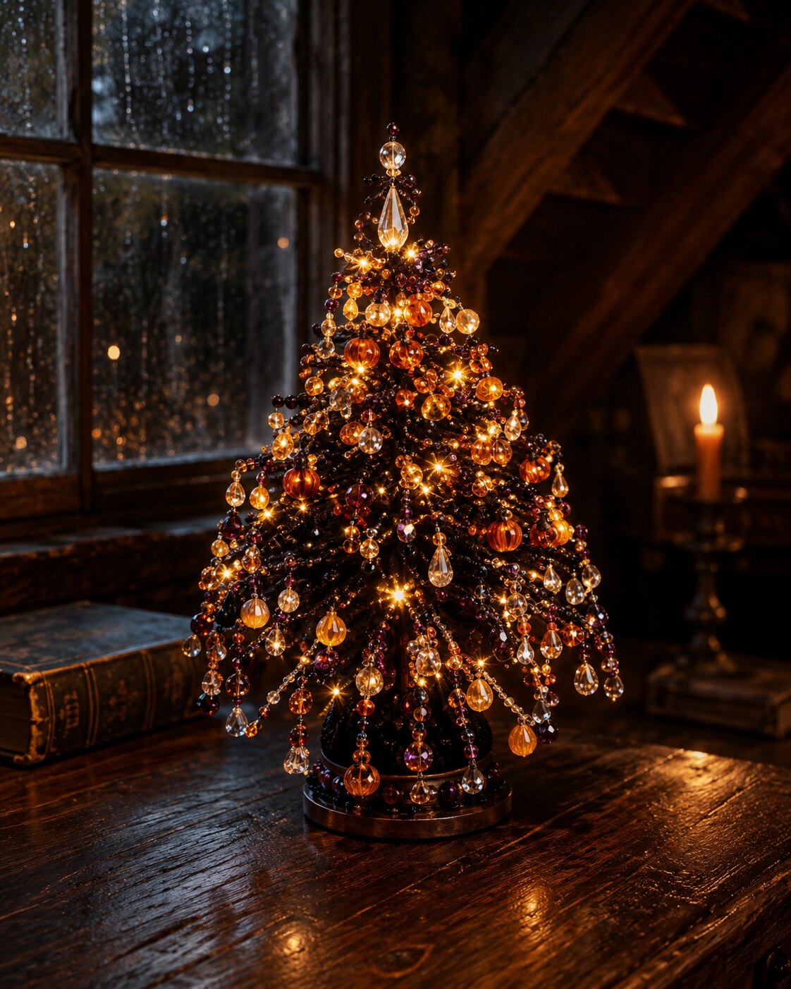 The glowing Hallowlight Tree in a mysterious autumn room